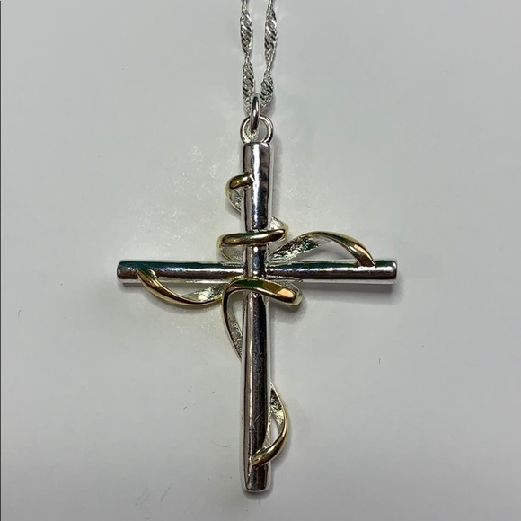 Sterling Silver Cross on Chain - Picture 2 of 8